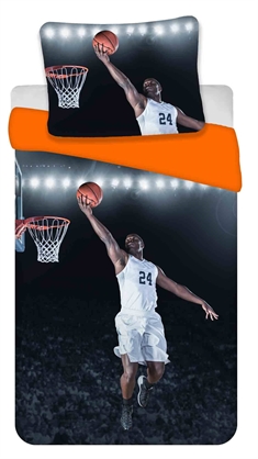 Sengetøj 140x200 cm - Basketball - Vendbar dynebetræk - 100% bomulds sengesæt